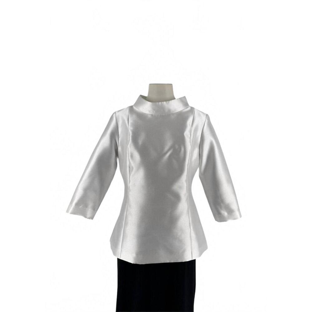 NEW BIGIO COLLECTION women's nehru stand up collar top in white